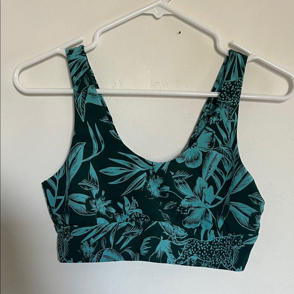 Aerie Teal Leaf Print Sports Bra